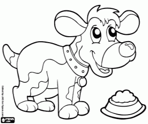 Little dog happy with the food coloring page