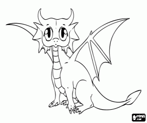 Little dragon with big eyes coloring page