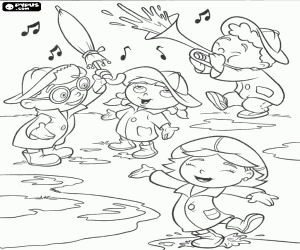 Little Einsteins and rain puddles coloring page