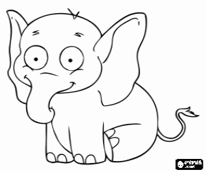 Little elephant with big eyes coloring page