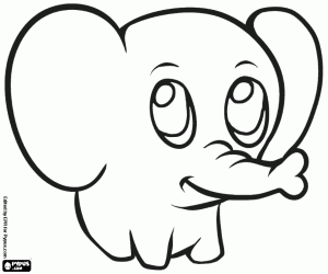 A little elephant with large ears coloring page