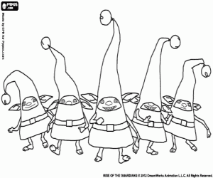 Little elves with large hats coloring page