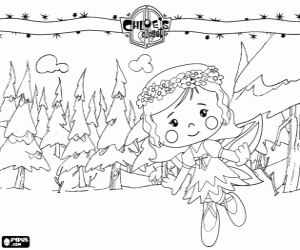 The little fairy Chloe in the forest coloring page