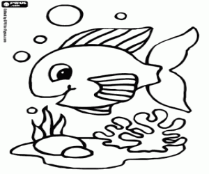 A little fish at the sea bottom coloring page