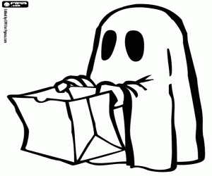 A little ghost with the bag coloring page