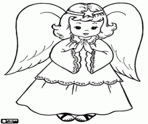 A little girl angel for Christmas coloring page