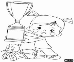 The little girl Chloe and a trophy coloring page