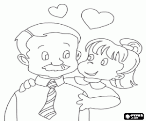 A little girl congratulates her dad coloring page