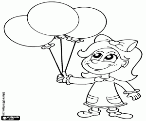 Little girl with inflatable balloon coloring page
