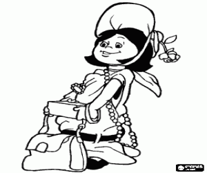 Little girl with a mother dress coloring page