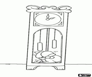 The little goat in the clock coloring page