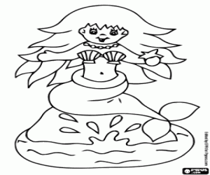 The little mermaid sitting coloring page