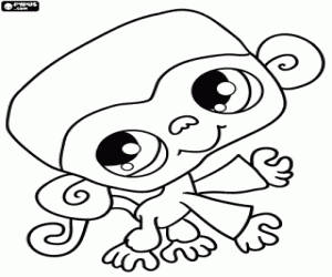 A little monkey, pet of LPS coloring page