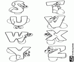 Little mouse's alphabet from S to Z coloring page