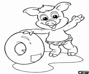The little pig Astolfo from Cocorico coloring page