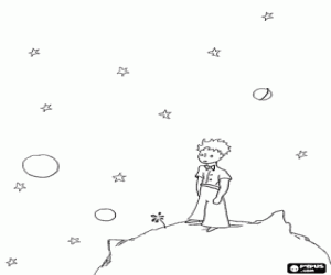 The little Prince on the asteroid coloring page