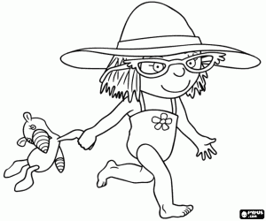 The little Princess on the beach coloring page