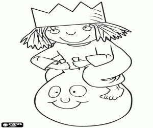 Little Princess and Hopping Ball coloring page
