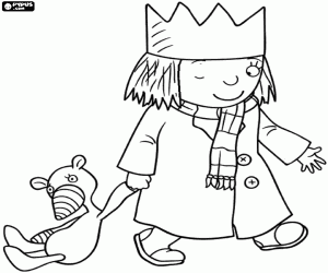 The little princess in wintertime coloring page