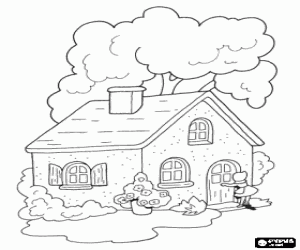 Little Red Riding Hood to the house coloring page
