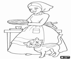 Little Red Riding Hood mum and cake coloring page
