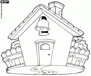 A little school of a village coloring page