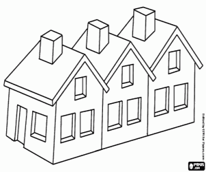 Little townhouses with chimneys coloring page