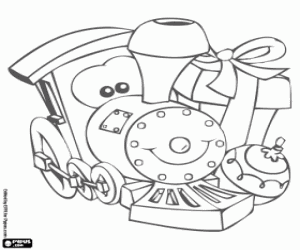 A little train and Christmas gifts coloring page