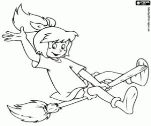 The little witch Bibi Blocksberg coloring page