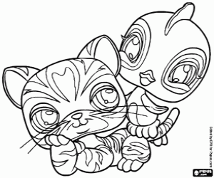 Littlest PetShop, bird and tiger coloring page