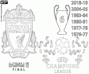 Liverpool, Champions League 2019 coloring page