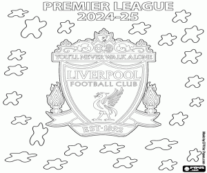 Liverpool FC, champion 2024-2025 coloring page