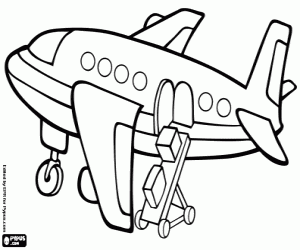 Load the luggage on the plane coloring page