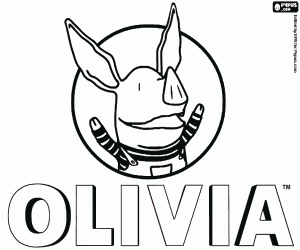 Logo with the character of Olivia coloring page
