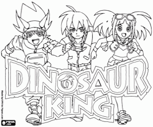 Logo Dinosaur King and protagonists coloring page