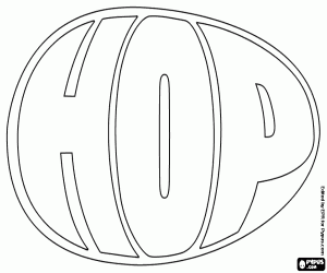 The logo of Hop, an egg coloring page