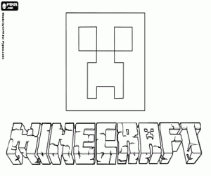 Logo of Minecraft and a Creeper coloring page