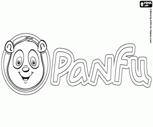 Logo of Panfu with the panda coloring page