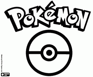 Logo of Pokemon and Pokeball coloring page