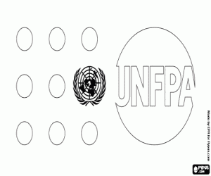 Logo of UNFPA, UN coloring page