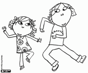 Lola and Charlie in a fun dance coloring page