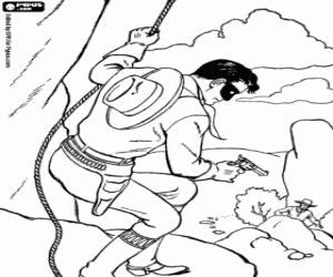 The Lone Ranger in a firefight coloring page