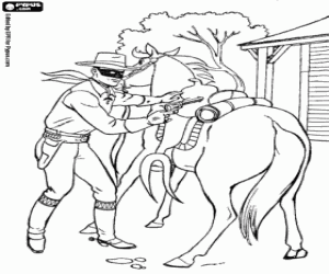 The Lone Ranger and his horse coloring page