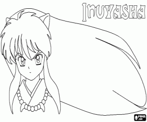 The long hair of Inuyasha coloring page