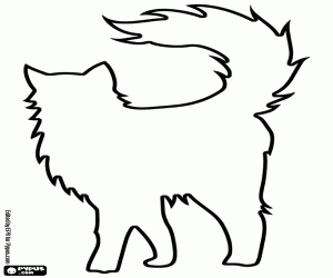 Long-haired cat walking coloring page
