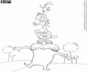 The Lorax and the animals coloring page