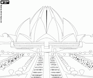Lotus Temple in Delhi, India coloring page