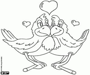 The love and a couple of birds coloring page