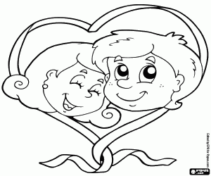 The lovers in a heart coloring page