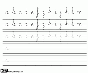 Lowercase alphabet from A to M coloring page